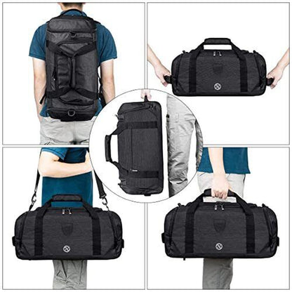 Gym Duffle Bag Backpack Waterproof Sports Duffel Bags Travel Weekender Black