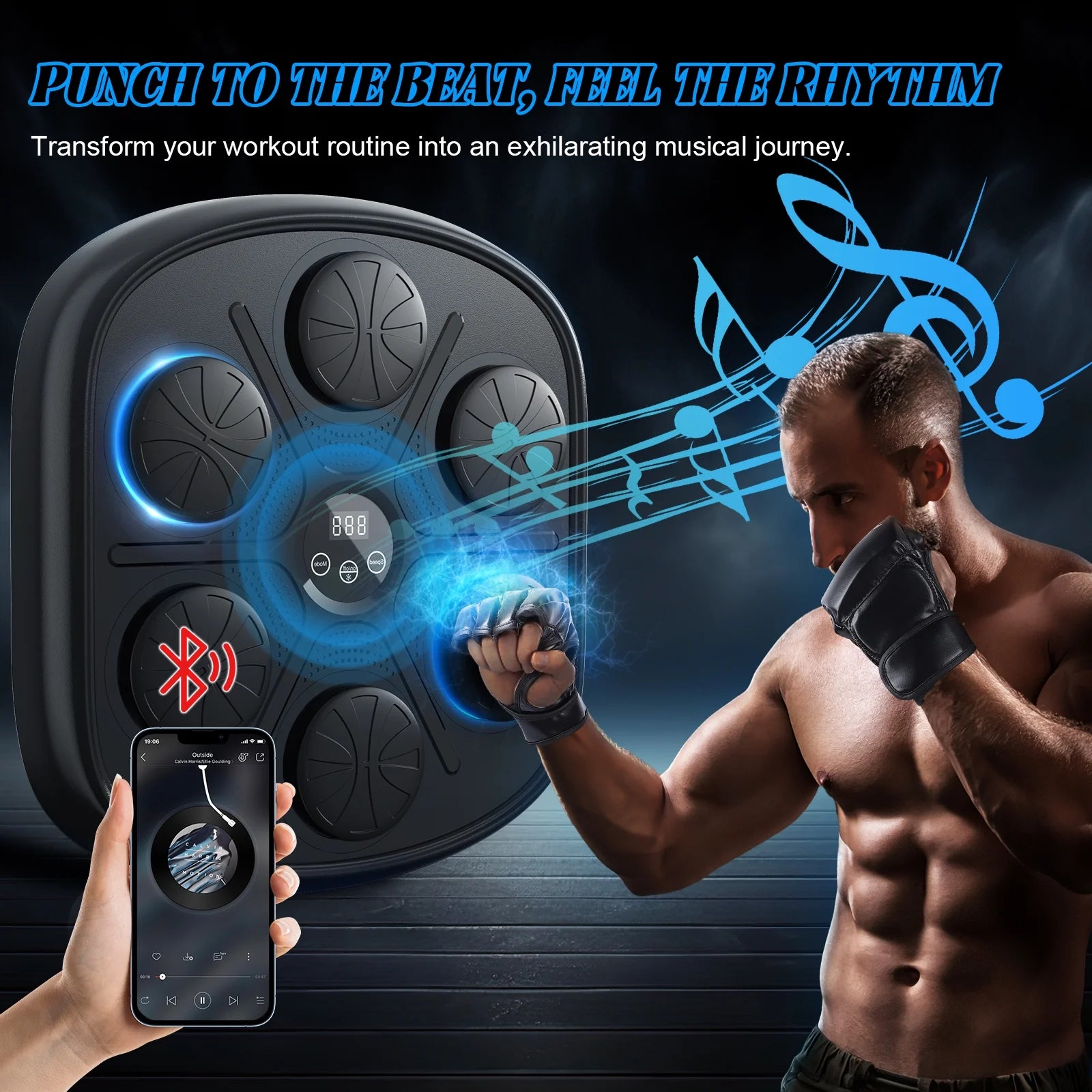 2024 Upgraded Adult Smart Music Boxing Machine, Electronic Boxing Machine with Boxing Gloves, Boxing Music Fitness Machine with Smart Display, Smart Boxing Machine Wall-Mounted Music for Home and Gym